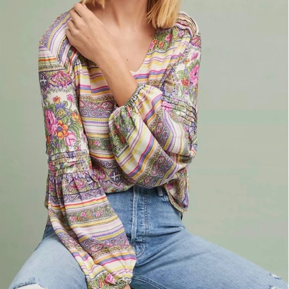 Anthro Maeve Ceresco Peasant Top